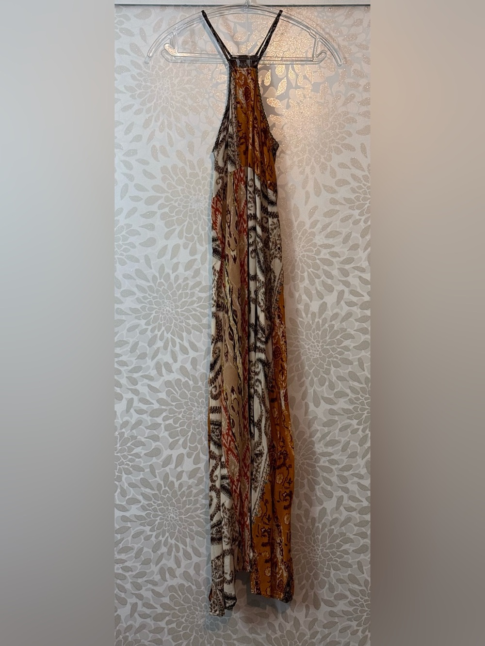 Vtg Y2K En Crème Anthro Women’s S Boho Mixed Print Sleeveless Tank Long Dress